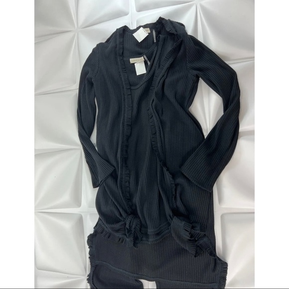 Trouble at the Mill Women Sz M S 3pc Pant Long Cardigan Tank Waffle Knit Set - Picture 5 of 12